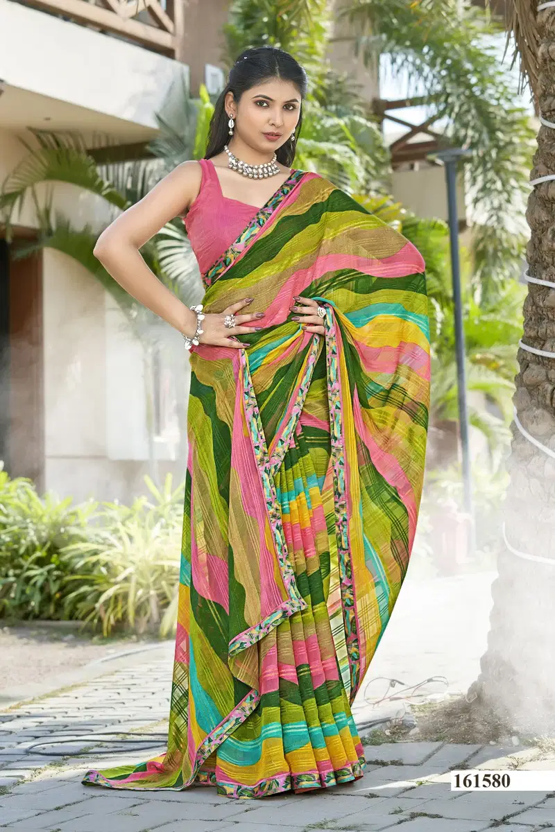 Vilochana 2 By Vallabhi Georgette Abstract Printed Saree Suppliers In Mumbai